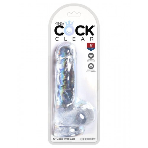Фото товара: Прозрачный фаллоимитатор King Cock Clear 6  Cock with Balls - 17,8 см., код товара: PD5752-20/Арт.213117, номер 3