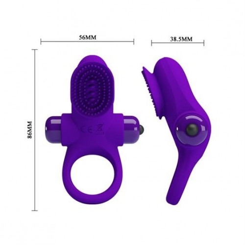Фото товара: Фиолетовое эрекционное виброкольцо в клиторальной щеточкой Vibrant Penis Ring II, код товара: BI-210205-1/Арт.215341, номер 2