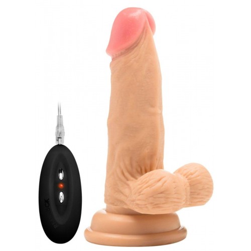 Купить Телесный вибратор-реалистик Vibrating Realistic Cock 6  With Scrotum - 15 см. код товара: REA001SKN/Арт.215976. Секс-шоп в СПб - EROTICOASIS | Интим товары для взрослых 