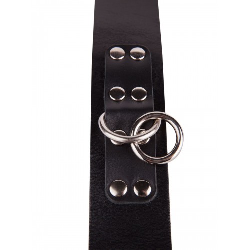 Фото товара: Черный кожаный ошейник с кольцом и клепками, код товара: 3195-1/Арт.216056, номер 4