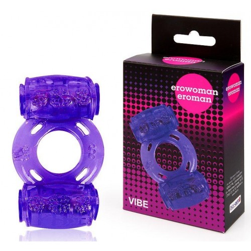 Фото товара: Фиолетовое эрекционное кольцо в двумя вибропулями, код товара: EE-10272/Арт.216610, номер 1