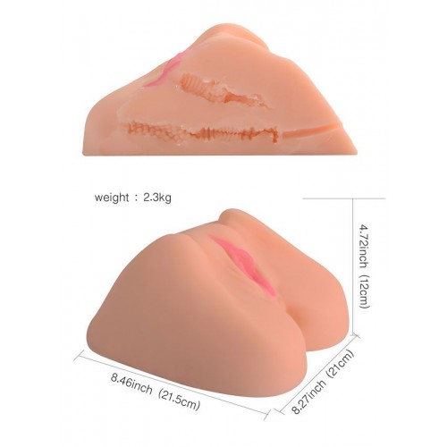 Фото товара: Телесная вагина с розовыми губками и двумя отверстиями, код товара: SQ-50068 N / Арт.217540, номер 1