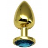 Фото товара: Золотистая анальная пробка с голубым кристаллом - 9 см., код товара: P3405M-03 / Арт.218183, номер 2