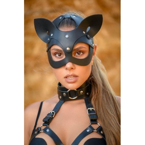 Фото товара: Эффектная кожаная маска кошки с ушками, код товара: 68009ars/Арт.218856, номер 1