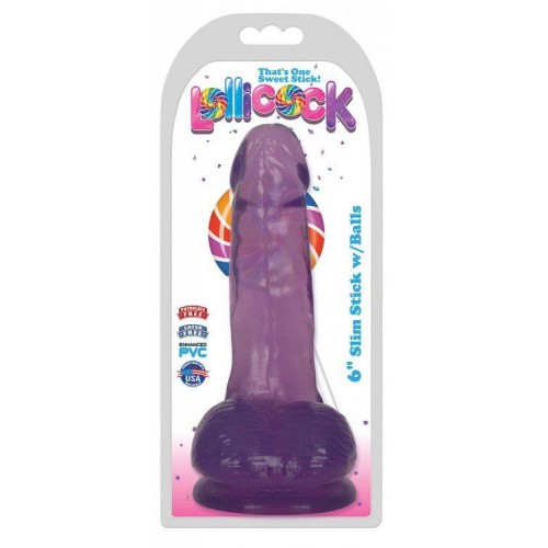 Фото товара: Фиолетовый гелевый фаллоимитатор Slim Stick with Balls - 15,2 см., код товара: AF801-Grape/Арт.219109, номер 1