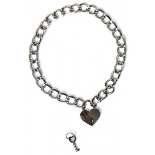 Купить Серебристый ошейник Embrace с ключиком код товара: 1093-01lola/Арт.219977. Онлайн секс-шоп в СПб - EroticOasis 