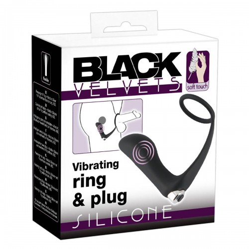 Фото товара: Черное эрекционное кольцо с анальной вибропробкой Vibrating Ring & Plug, код товара: 05958530000/Арт.220389, номер 1