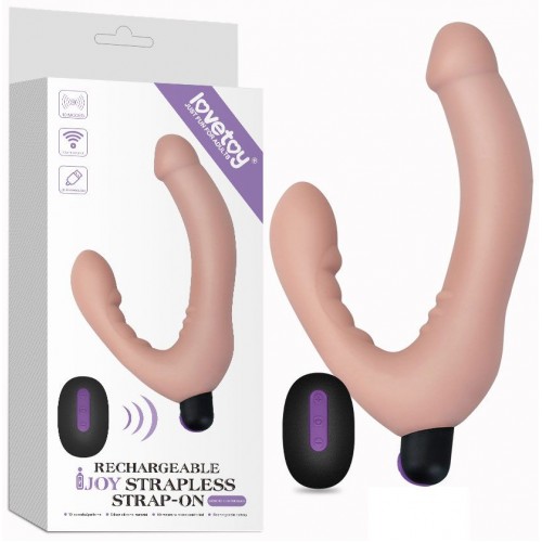 Фото товара: Безремневой страпон с вибрацией и пультом ДУ Rechargeable IJOY Strapless Strap on - 22 см., код товара: LV430103 / Арт.221828, номер 1