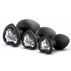 Купить Набор из 3 черных пробок с прозрачным кристаллом-сердечком Bling Plugs Training Kit код товара: BL-395835/Арт.222525. Секс-шоп в СПб - EROTICOASIS | Интим товары для взрослых 