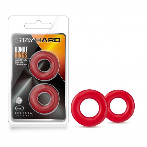 Купить Набор из 2 красных эрекционных колец Stay Hard Donut Rings код товара: BL-00898/Арт.222540. Секс-шоп в СПб - EROTICOASIS | Интим товары для взрослых 