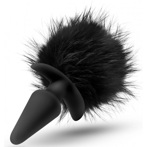 Фото товара: Силиконовая анальная пробка с чёрным заячьим хвостом Bunny Tail Pom Plug - 12,7 см., код товара: BL-59215/Арт.222550, номер 2