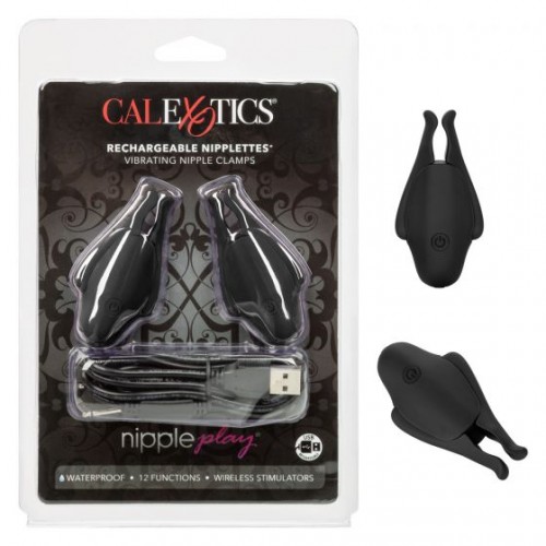 Фото товара: Черные виброзажимы для сосков Nipple Play Rechargeable Nipplettes, код товара: SE-2589-50-2/Арт.223459, номер 1