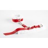 Фото товара: Бело-красные кожаные наручники с нежным мехом, код товара: 20001ars/Арт.223504, номер 2