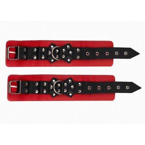 Фото товара: Красно-черные наручники с фиксацией на двух карабинах, код товара: 910-14 BX DD/Арт.223837, номер 5
