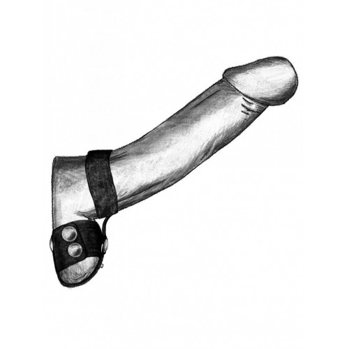 Фото товара: Черная утяжка на пенис и мошонку с кольцом, код товара: 901-09 BX DD/Арт.223874, номер 1