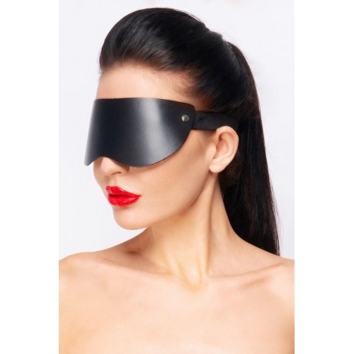 Купить Черная кожаная маска без прорезей для глаз код товара: 962-06 BX DD/Арт.227818. Секс-шоп в СПб - EROTICOASIS | Интим товары для взрослых 