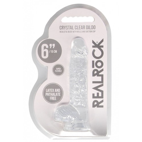Фото товара: Прозрачный фаллоимитатор Realrock Crystal Clear 6 inch - 17 см., код товара: REA090TRA/Арт.233287, номер 2