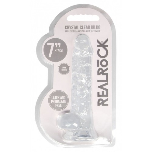 Фото товара: Прозрачный фаллоимитатор Realrock Crystal Clear 7 inch - 19 см., код товара: REA091TRA/Арт.233290, номер 2