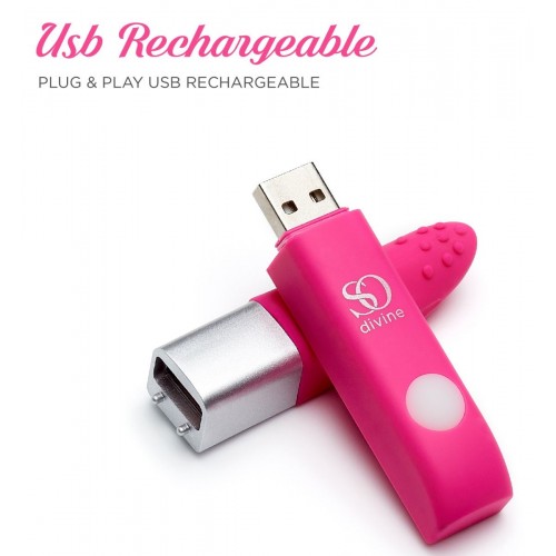 Фото товара: Ярко-розовый вибростимулятор Get Lucky USB Vibrator - 12 см., код товара: SOUSB/Арт.235430, номер 1