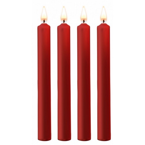 Купить Набор из 4 красных восковых свечей Teasing Wax Candles Large код товара: OU489RED/Арт.236453. Секс-шоп в СПб - EROTICOASIS | Интим товары для взрослых 