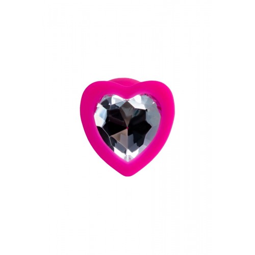 Фото товара: Розовая анальная втулка с прозрачным стразом-сердечком - 7 см., код товара: 690023/Арт.236908, номер 2