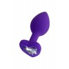 Фото товара: Фиолетовая анальная втулка с прозрачным стразом-сердечком - 7 см., код товара: 690024/Арт.236909, номер 1