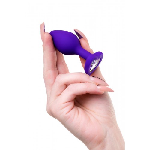 Фото товара: Фиолетовая анальная втулка с прозрачным стразом-сердечком - 7 см., код товара: 690024/Арт.236909, номер 4