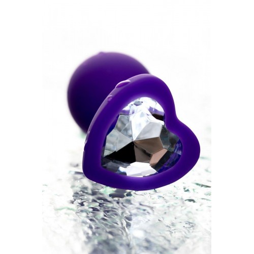 Фото товара: Фиолетовая анальная втулка с прозрачным стразом-сердечком - 7 см., код товара: 690024/Арт.236909, номер 8