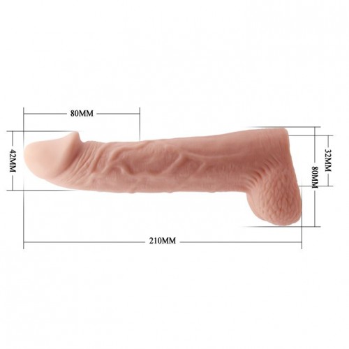 Фото товара: Телесная реалистичная насадка-удлинитель на пенис - 21 см., код товара: BI-026238/Арт.238963, номер 4
