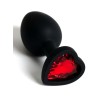 Фото товара: Черная анальная силиконовая пробка с красным стразом-сердцем - 7,5 см., код товара: 47602-MM/Арт.239622, номер 1