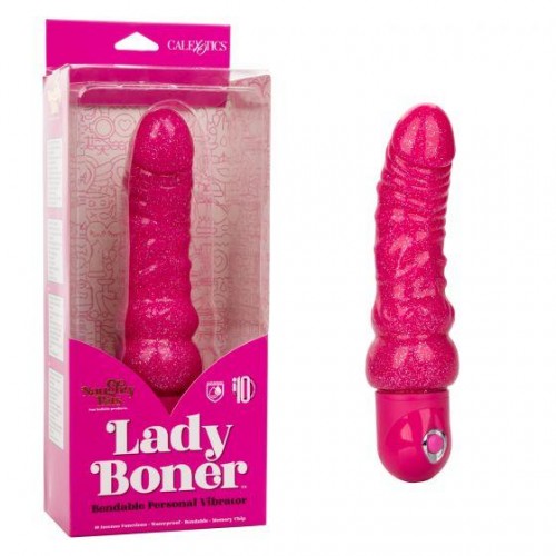 Фото товара: Розовый вибратор-реалистик с блестками Naughty Bits Lady Boner Bendable Personal Vibrator - 20 см., код товара: SE-4410-65-3/Арт.239654, номер 1