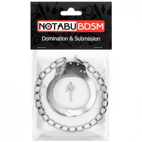 Фото товара: Серебристые металлические оковы с цепочкой, код товара: NTB-80686/Арт.241169, номер 3