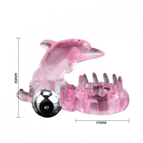 Фото товара: Розовое виброкольцо-дельфин с шипами, код товара: BI-010133-1-0101/Арт.33483, номер 2