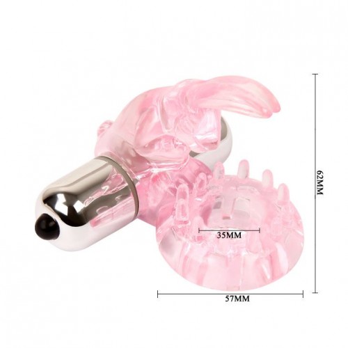 Фото товара: Эрекционное розовое виброкольцо с клиторальным зайчиком, код товара: BI-010132-1-0101/Арт.33484, номер 4