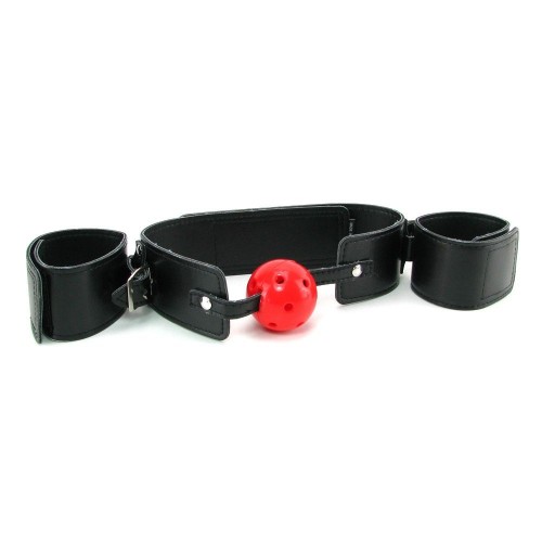 Фото товара: Кляп-наручники с красным шариком Breathable Ball Gag Restraint, код товара: PD3935-00/Арт.34900, номер 5