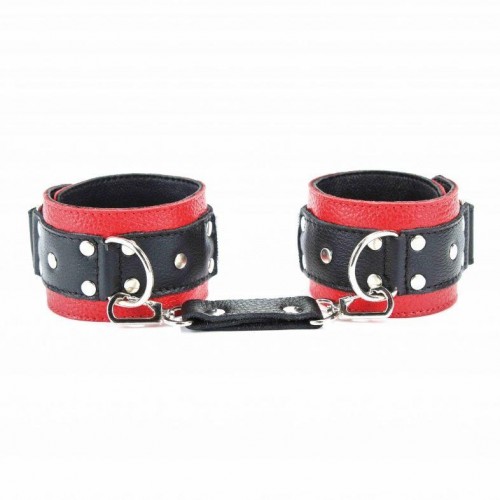 Фото товара: Красно-чёрные кожаные наручники, код товара: 51002ars/Арт.40357, номер 1