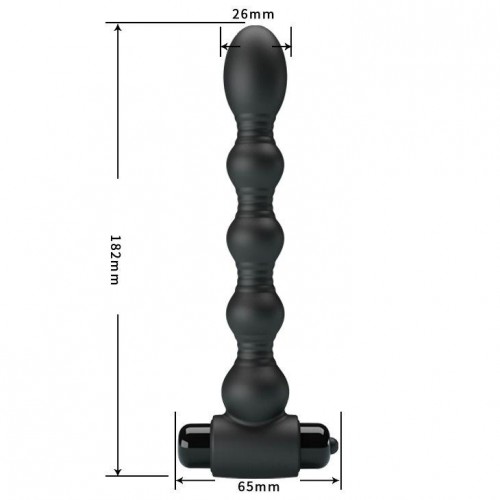 Фото товара: Черный анальный вибромассажер Lynn - 18,2 см., код товара: BI-040105/Арт.242042, номер 3