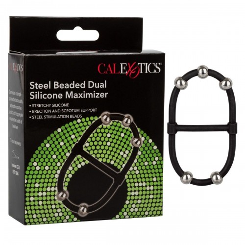 Фото товара: Черное эрекционное кольцо с бусинами Steel Beaded Dual Silicone Maximizer, код товара: SE-1426-25-3 / Арт.242762, номер 2