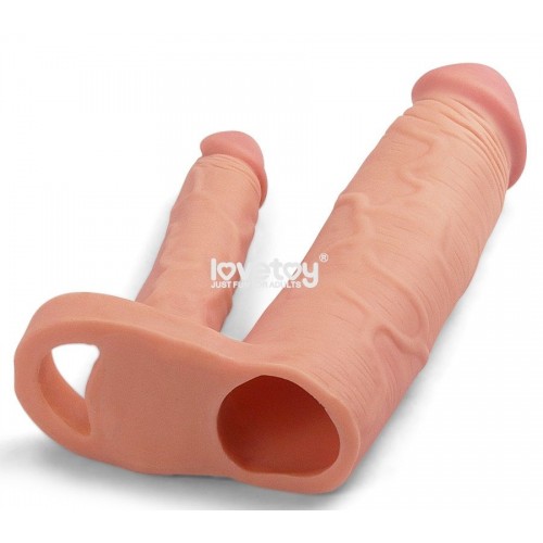 Фото товара: Телесная насадка для двойного проникновения Add 2 Pleasure X Tender Double Penis Sleeve - 20 см., код товара: LV314011/Арт.243149, номер 3