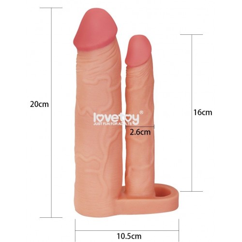 Фото товара: Телесная насадка для двойного проникновения Add 2 Pleasure X Tender Double Penis Sleeve - 20 см., код товара: LV314011/Арт.243149, номер 2