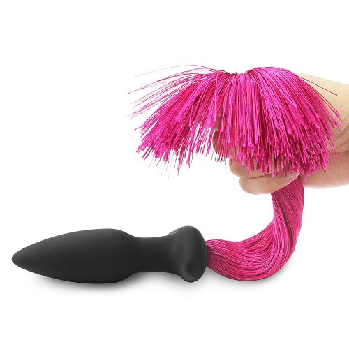 Фото товара: Черная анальная пробка с розовым хвостом Silicone Anal Plug with Pony Tail, код товара: LV421001 pink/Арт.243783, номер 3
