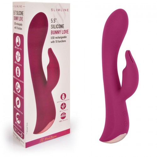 Фото товара: Бордовый вибромассажер-кролик 5  Silicone Bunny Love - 19,1 см., код товара: MK-8602 BGDY/Арт.244386, номер 1