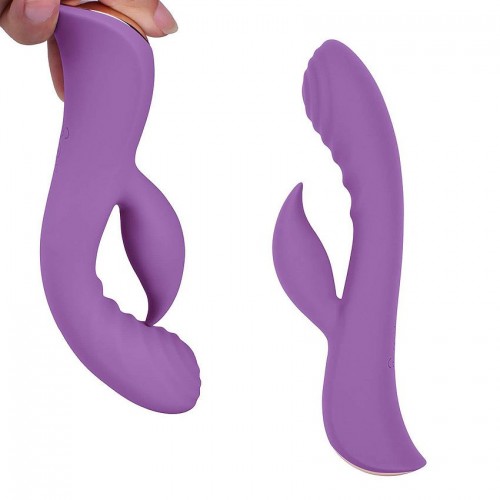 Фото товара: Фиолетовый вибромассажер-кролик 5  Silicone Ripple Passion - 19,1 см., код товара: MK-8604 VILT/Арт.244388, номер 3
