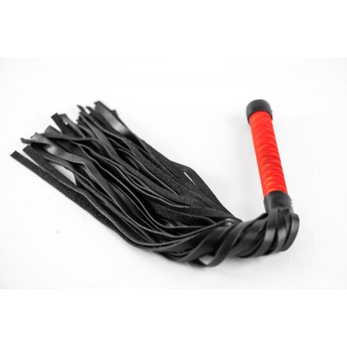 Фото товара: Черная кожаная плеть с красной ручкой - 50 см., код товара: 3105-02/Арт.244473, номер 3