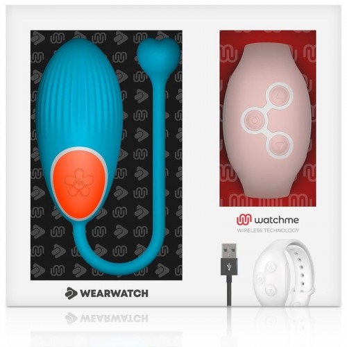 Фото товара: Голубое виброяйцо с нежно-розовым пультом-часами Wearwatch Egg Wireless Watchme, код товара: D-227552 / Арт.244949, номер 1