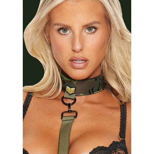 Купить Ошейник с поводком Collar With Leash Army Theme код товара: OU548GRN / Арт.245095. Секс-шоп в СПб - EROTICOASIS | Интим товары для взрослых 