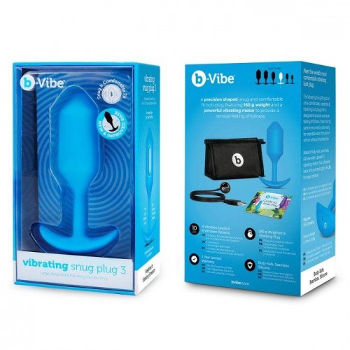 Фото товара: Голубая вибропробка для ношения B-vibe Snug Plug 3 - 12,4 см., код товара: BV-035-BLU/Арт.245257, номер 5