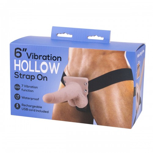 Фото товара: Полый страпон с вибрацией 6″ Vibration Hollow Strap-on - 17 см., код товара: 23-35FL7 BX GP/Арт.245797, номер 1