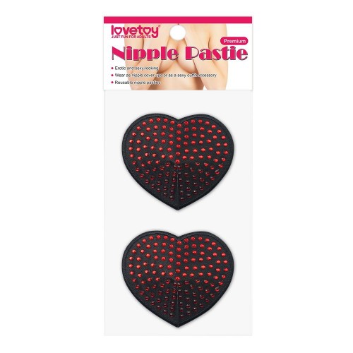 Фото товара: Черные пэстисы-сердечки с красными точками, код товара: LV763009/Арт.246759, номер 1
