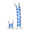 Купить Набор из 2 стеклянных игрушек с синей спиралью Swirly Dildo & Buttplug Set код товара: GLAS-SET-04/Арт.246907. Секс-шоп в СПб - EROTICOASIS | Интим товары для взрослых 